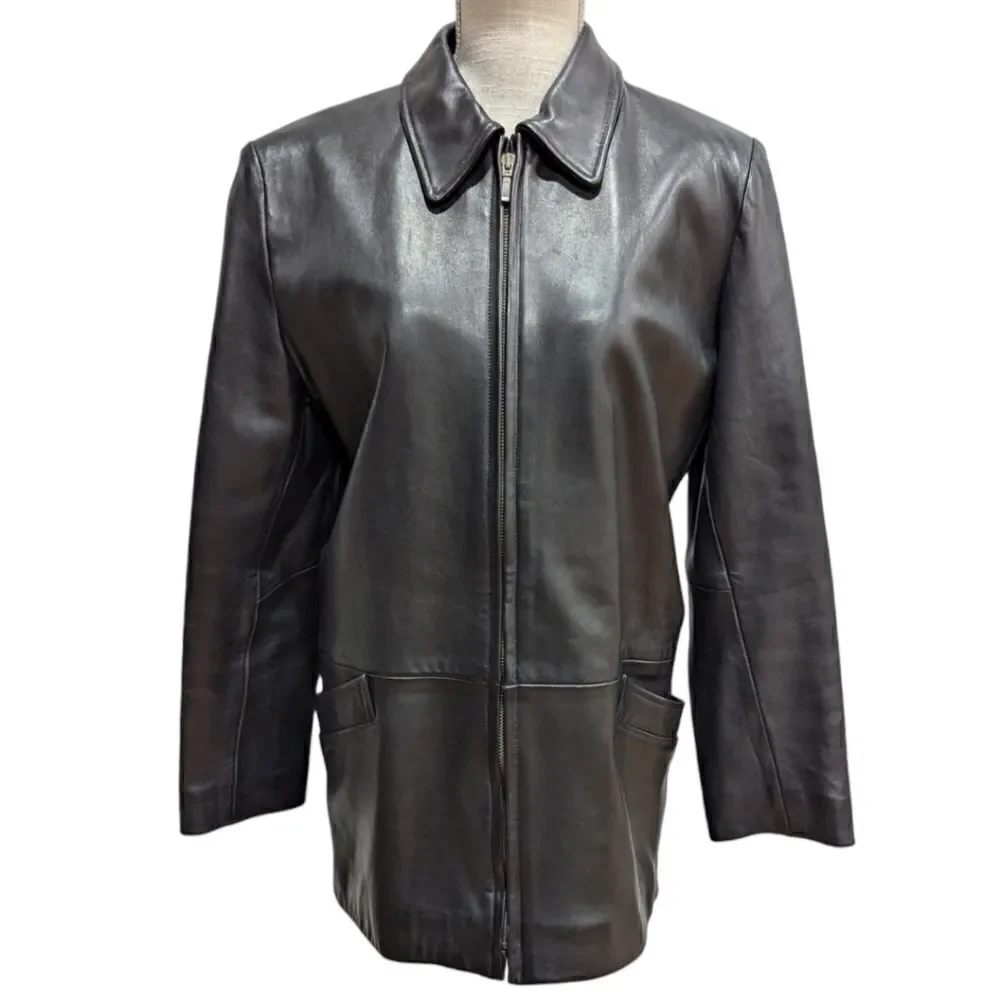 VTG Y2K Golden Bear San Francisco Women's M Leather Hip Length Zipper Jacket